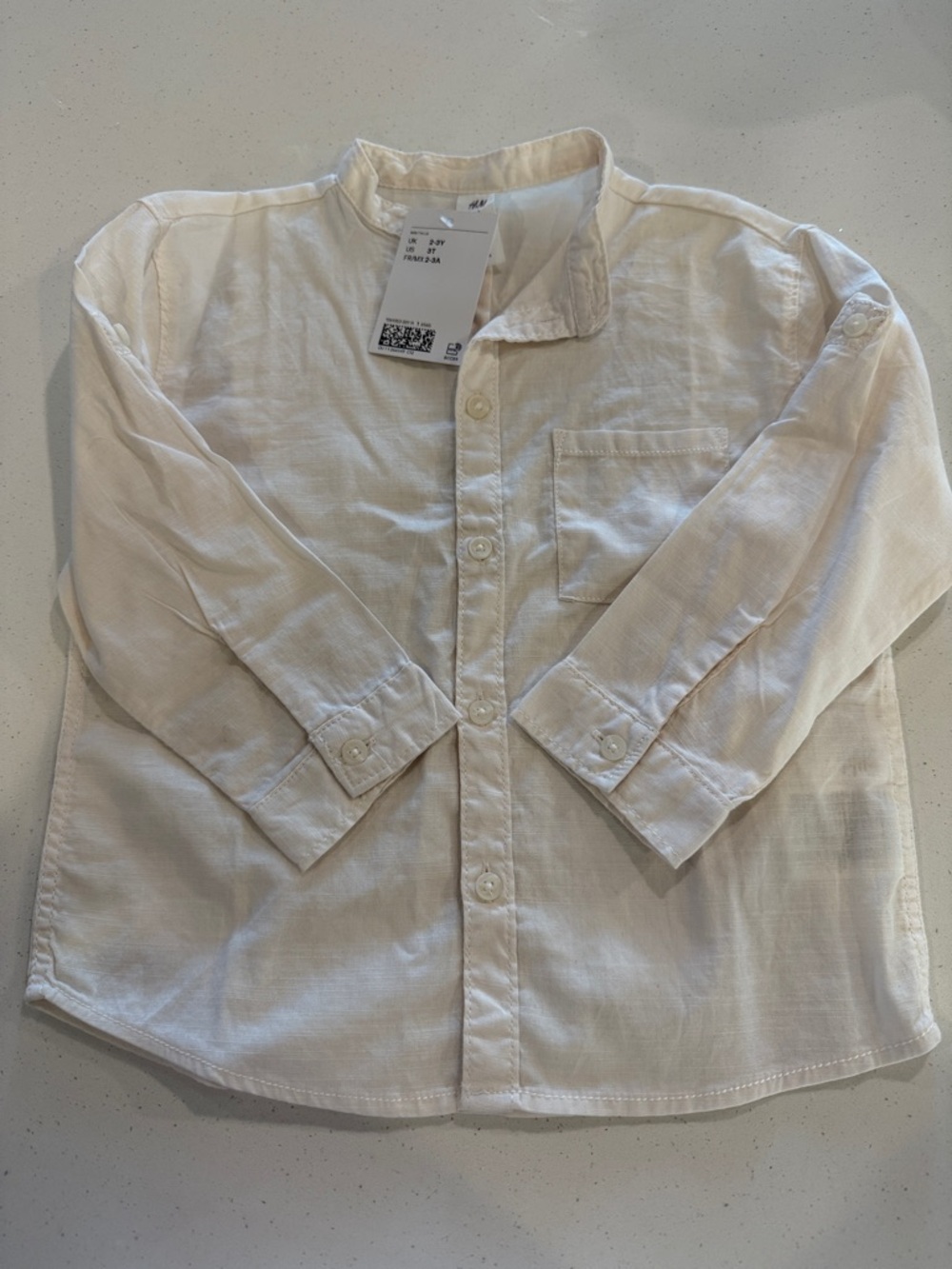 H&M White Long-Sleeve Button Front Shirt